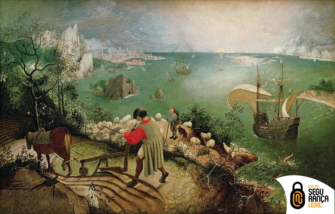 Capa do episódio #423: A paisagem com a queda de Ícaro, Cópia por autor desconhecido de Pieter Bruegel